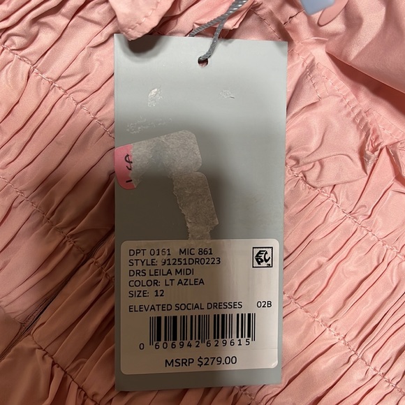 NWT ANTONIO MELANI Leila Sweetheart Neck Taffeta Smocked Tiered Midi Dress - Picture 9 of 9